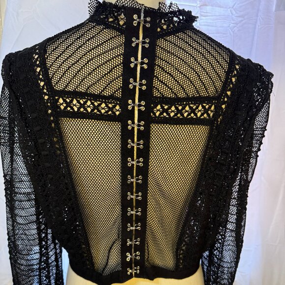 For Love & Lemons Victorian Tulle Blouse Black Sz: Large - Picture 4 of 8